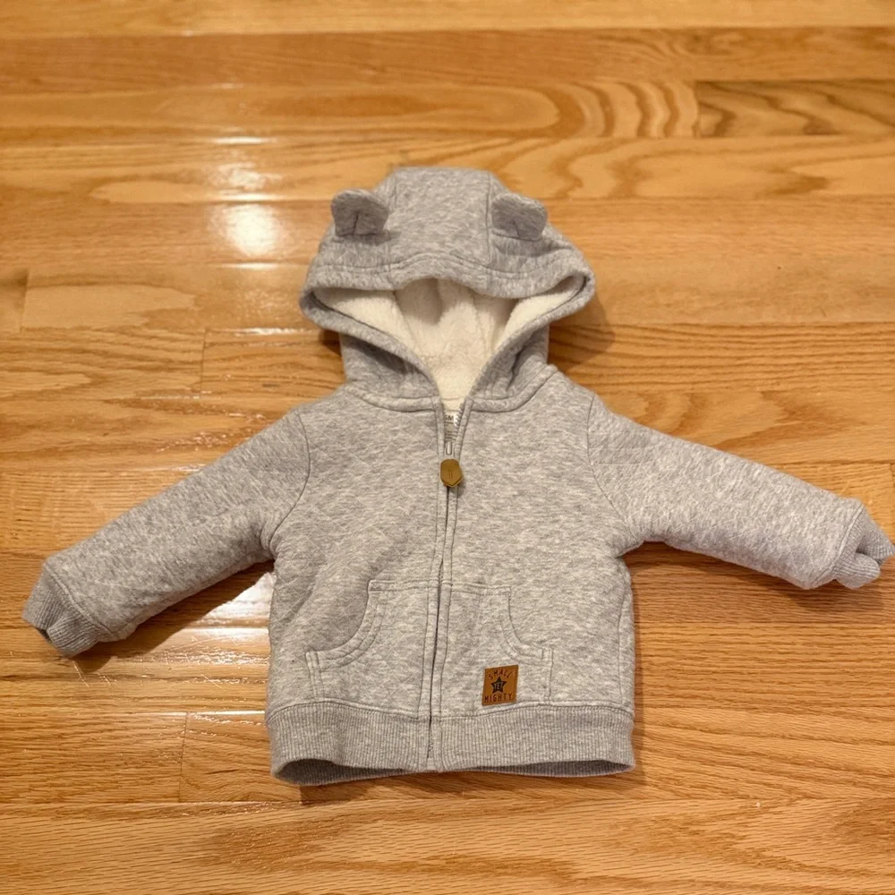 Sherpa Zip Up Jacket with Adorable Ears on Hood